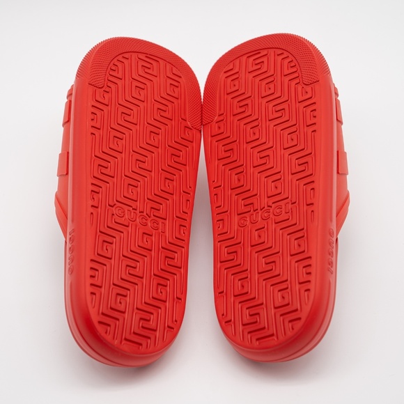 size 7G 7.5 US Gucci GG White Red Slides Sandals Interlocking Rubber - Picture 6 of 11